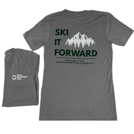 Ski it Forward T-shirt - Gray/Green Color - Adult