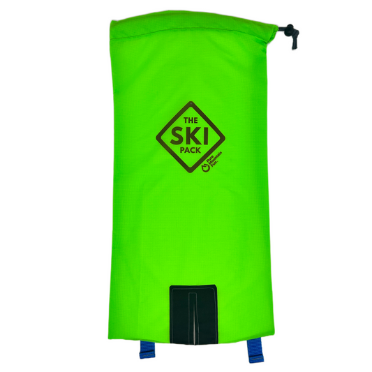 2025 Neon Green Ski Pack with Blue Straps