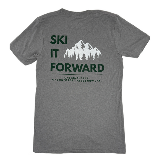 Ski it Forward T-shirt - Gray/Green Color - Adult