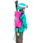 Child wearing the Pink Ski Pack from a side view