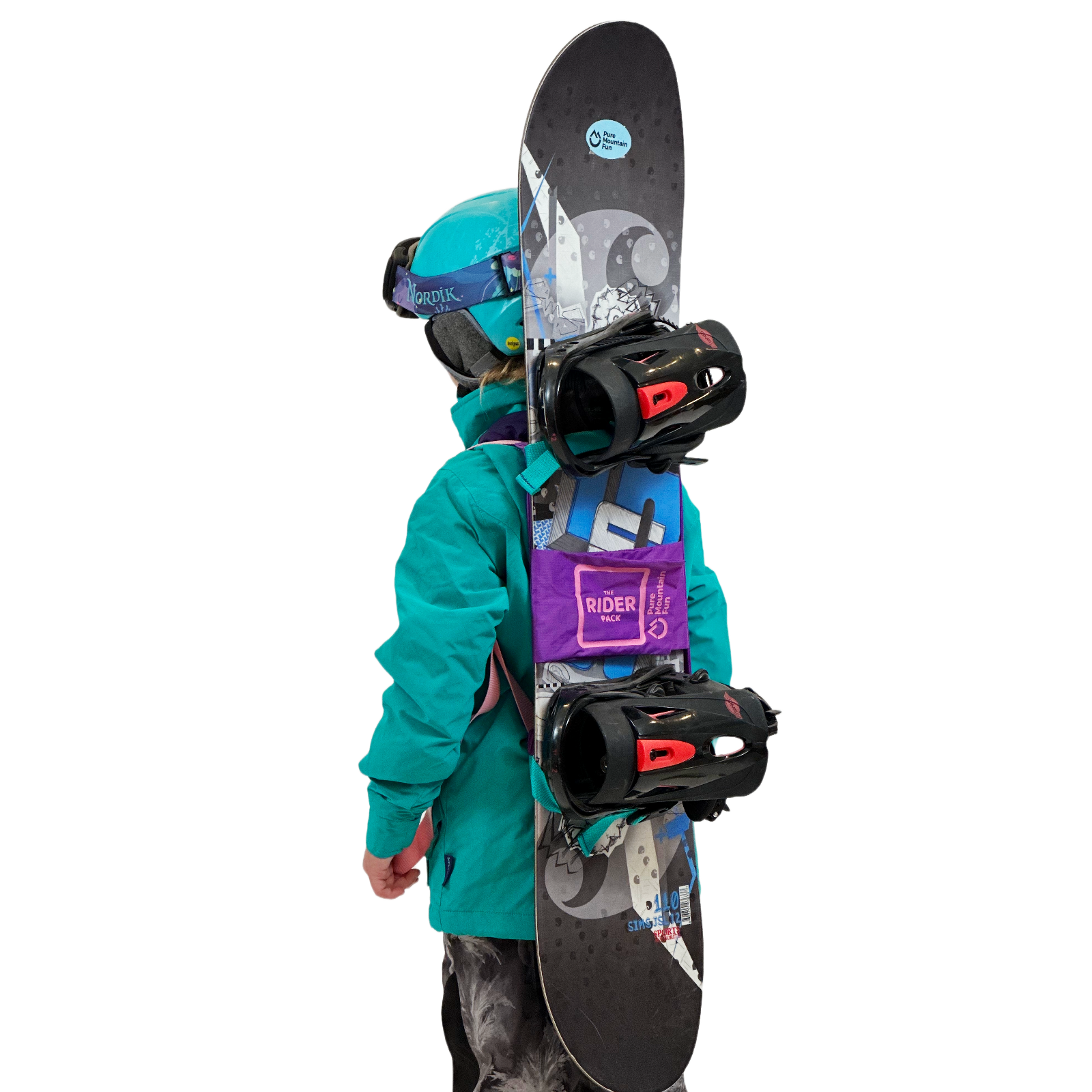 The Purple Rider Pack on a youth from a side image