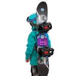 The Purple Rider Pack on a youth from a side image