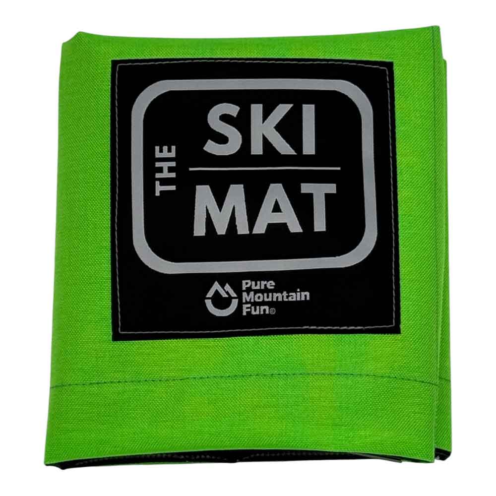 Green ski mat with 'The Ski Mat' logo on a white background