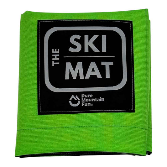Green ski mat with 'The Ski Mat' logo on a white background