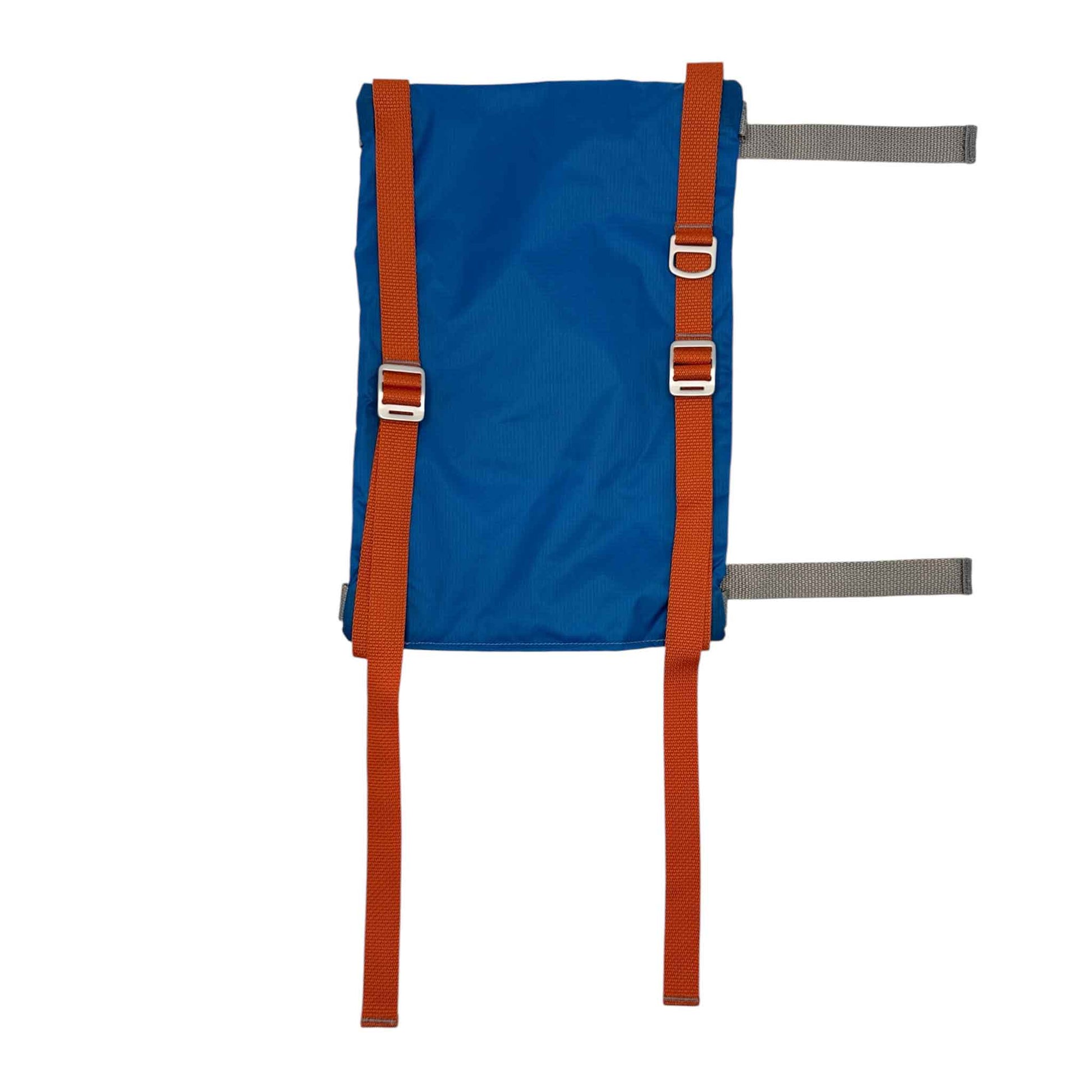 A 2026 Blue Rider Pack with Orange Straps harness or support wrap with two orange adjustable straps and gray straps extending to the sides, shown on a plain white background.