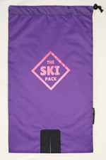 Image of purple Ski Pack with pink straps and pink logo